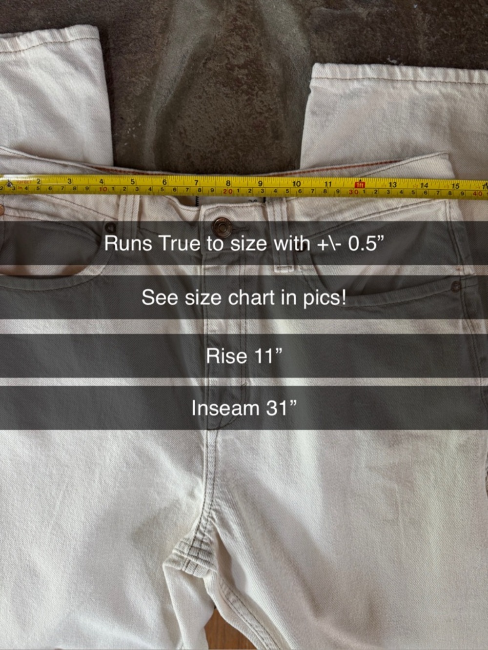 Free People We The Free Cream Ecru Tinsley Baggy Straight Leg Jeans - Picture 7 of 8